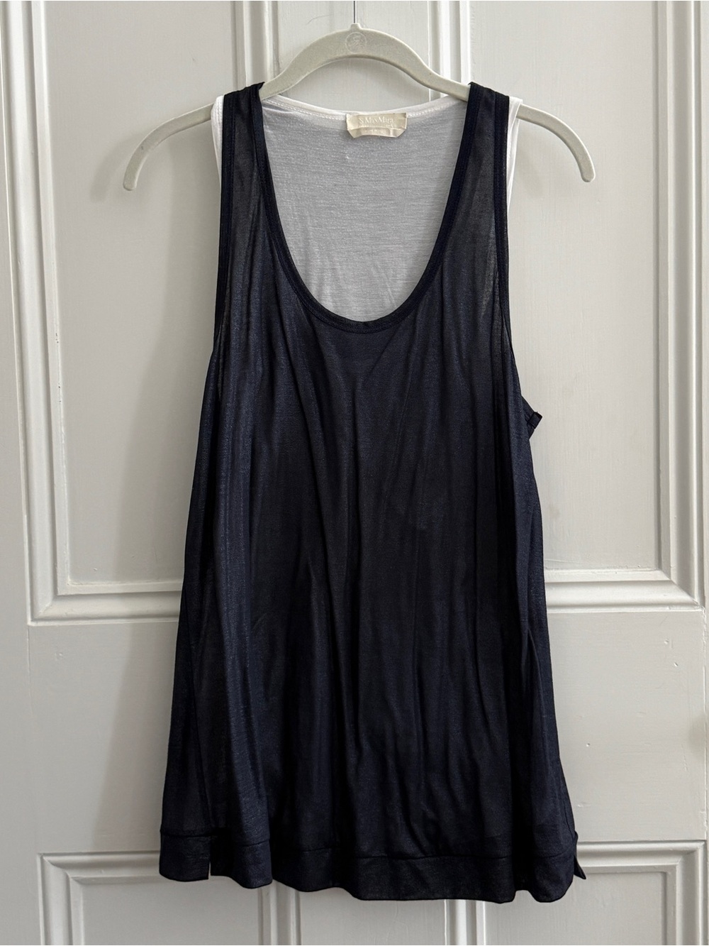 S Max Mara Sleeveless Navy Layered Tank Top